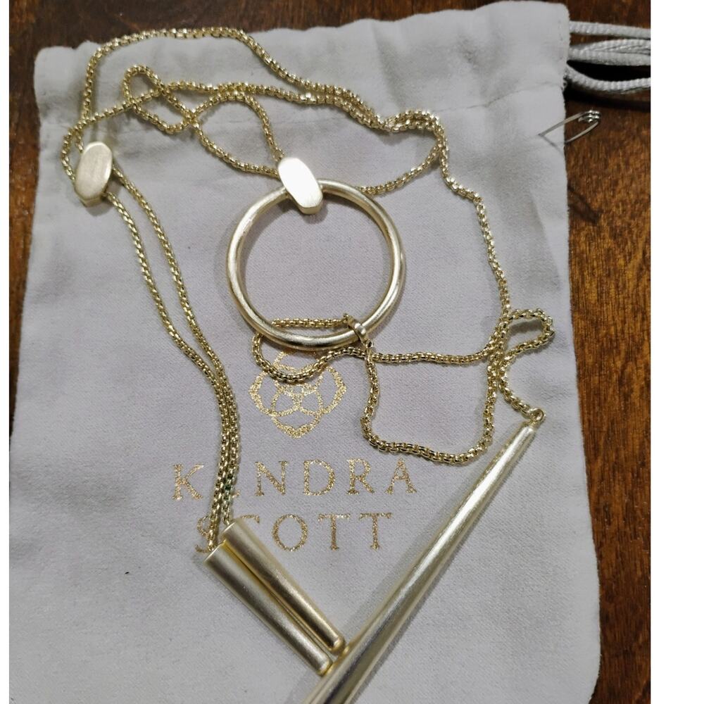 Kendra Scott Pendant Necklace Tegan Y with Pouch Gold Plated